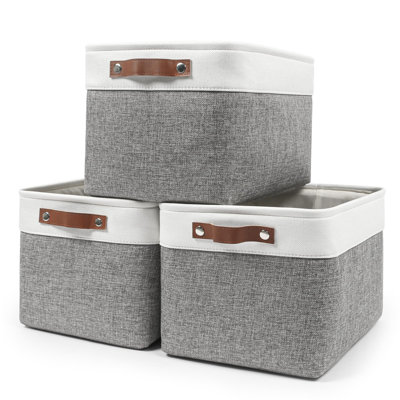 Storage Bins Large Fabric Storage Baskets For Shelves 3 Pack, Decorative Linen Closet Baskets