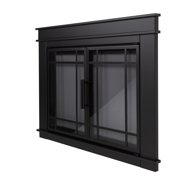 Portes de foyer en verre trempé fumé Alfye, H 31 po x l 38,75 po x P 1,57 po