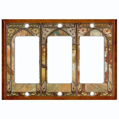 Copper Rust Patina Teal Print 3 - Gang Toggle Light Switch Standard Wall Plate