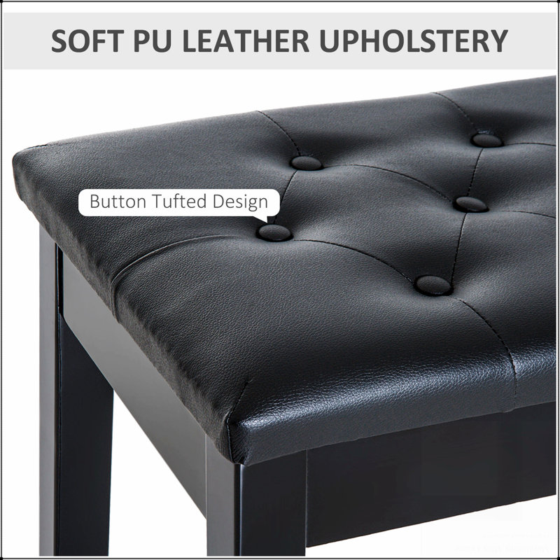 Banc de piano, banc de piano, fauteuil de piano en duo, Noir