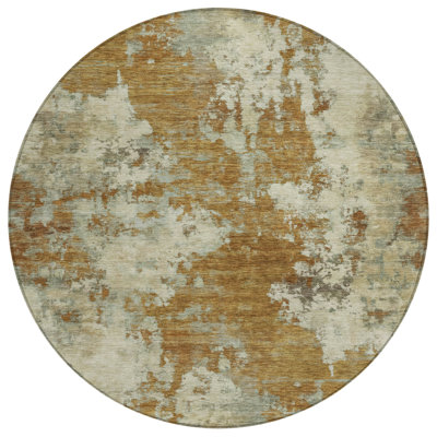 Tapis extérieur rond 8 po Terra Cotta and Beige