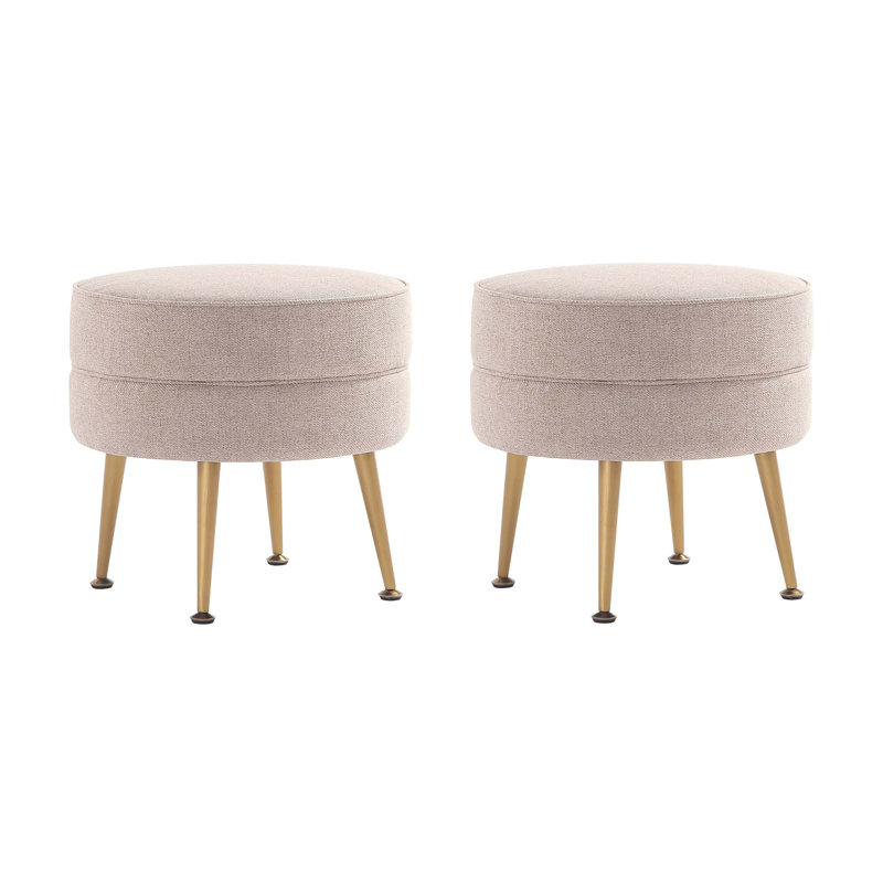 Repose-pieds rembourré Bailey, Beige, Doré
