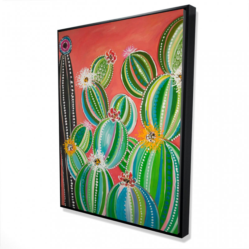 Rainbow Cactus Print On Canvas