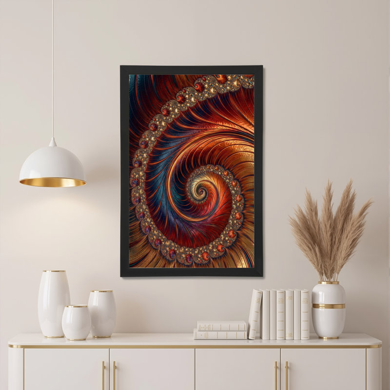 Ensemble de 1 tableau sur toile à motif fractal abstrait en spirale, H 24 po x l 16 po