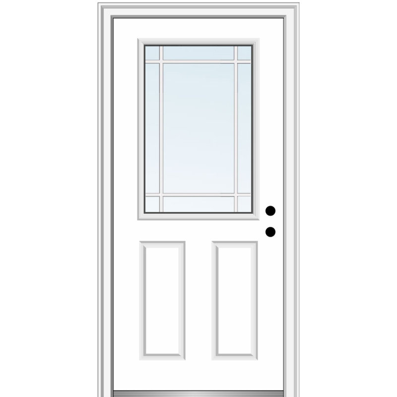 Porte d'entrée Prairie Prairie, S'ouvre à gauche vers l'intérieur, H 81,75 po x l 37,5 po x P 4,56 po, Blanc brillant