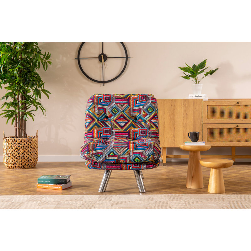 Modern 1-Seat Sofa-Bed, Soft Woven Fabric, 28.0 x 27.6 x 15.7 inches | 100% Metal Frame, Multi-Position Backrest | Easy Clean Fabric, 400 g/m² Silicone Fiber Filling, Perfect for Southwestern and Entertainment Spaces