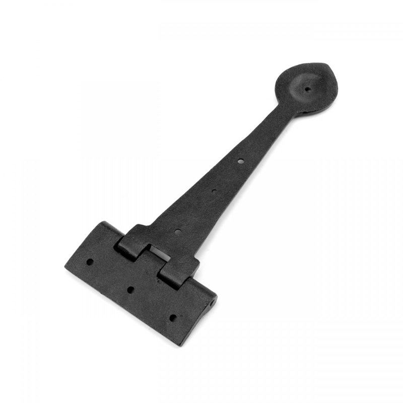 Heart Tip Textured Wrought Iron Strap Hinge