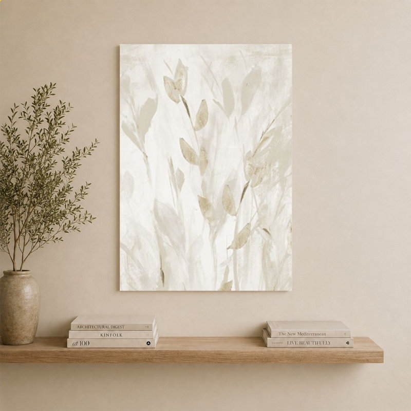 «Misty Taupe Leaves II» par Lanie Loreth - impression sur toile, 40" H x 30" W, Does Not Apply