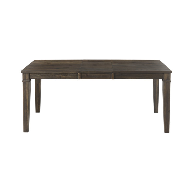 Jurney Extendable Acacia Rectangular Solid Wood Top with Solid Wood Base Dining Table, Weathered Russet
