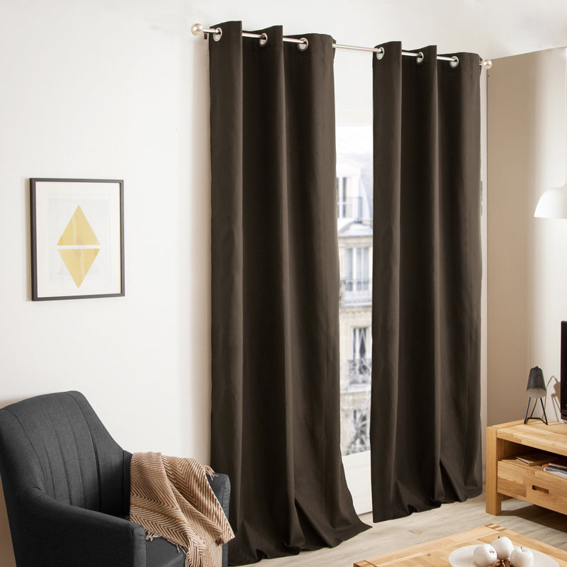 Isak Room Darkening Curtain Pair, 40"W x 84"L, Brown