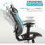 Chaise de bureau en filet, chaises de bureau ergonomiques avec roulettes, support lombaire réglable, accoudoirs, chaise de bureau à haut dossier inclinable avec roulette silencieuse pour le bureau, la maison, les jeux