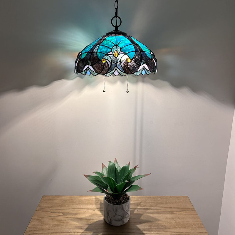 Ruya Bronze Stained Glass LED Hanging Lighting Fixture