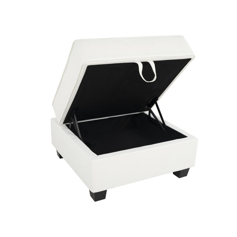 Nahim  Ottoman Module for Modular Sectional Sofa, Storage Ottoman Footrest and Square Seat Cube, White