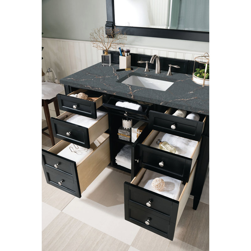 Brittany 48'' W Single Vanity, Parisien Bleu, Black Onyx, 8" Widespread