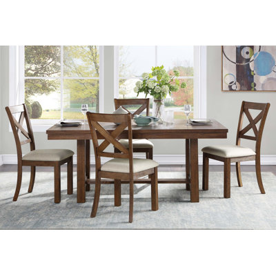 Dining Set 5Pcs Rectangular Table And Side Chairs Upholstered Seat Transitional Kitchen Dining Furniture