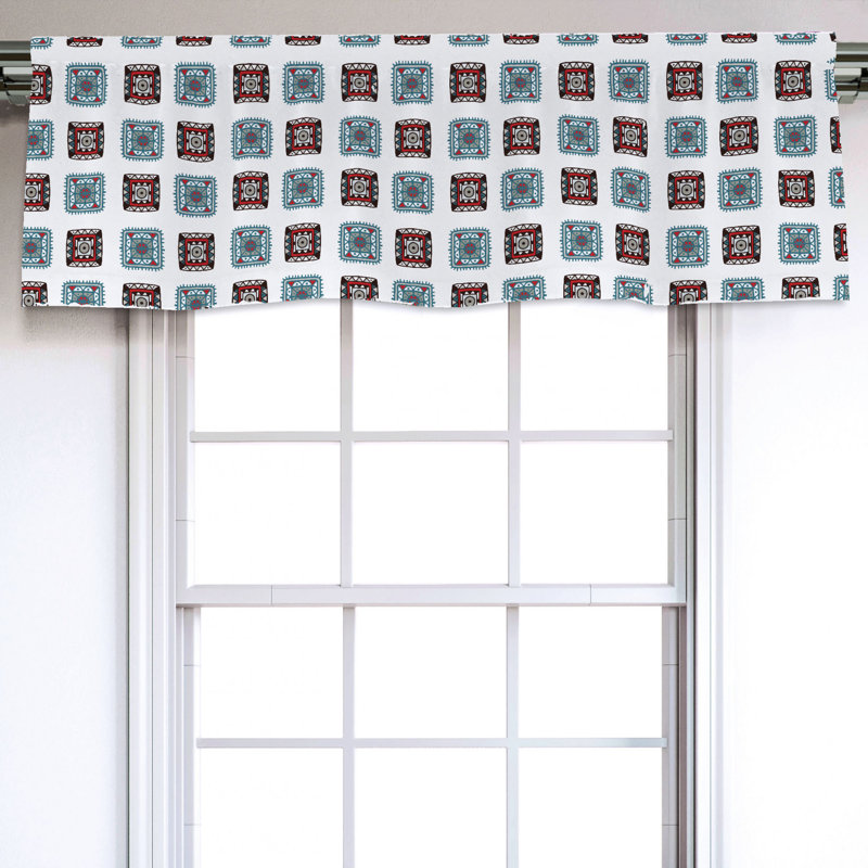 Sateen Geometric Ruffled Window Valance