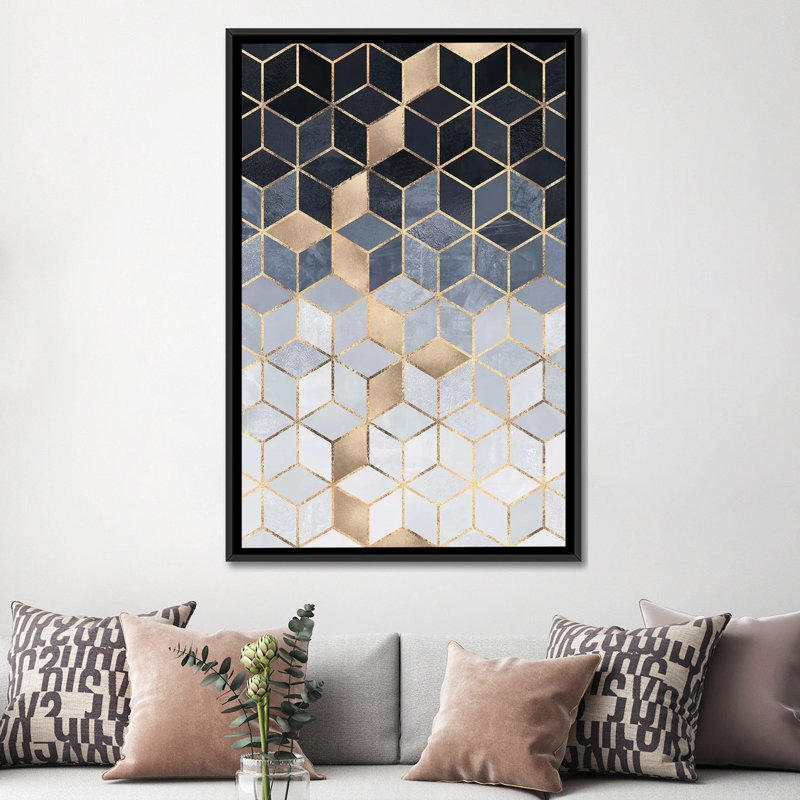 «Soft Blue Gradient Cubes, Rectangular» par Elisabeth Fredriksson, impression sur toile tendue, H 26 po x l 18 po x P 1,5 po