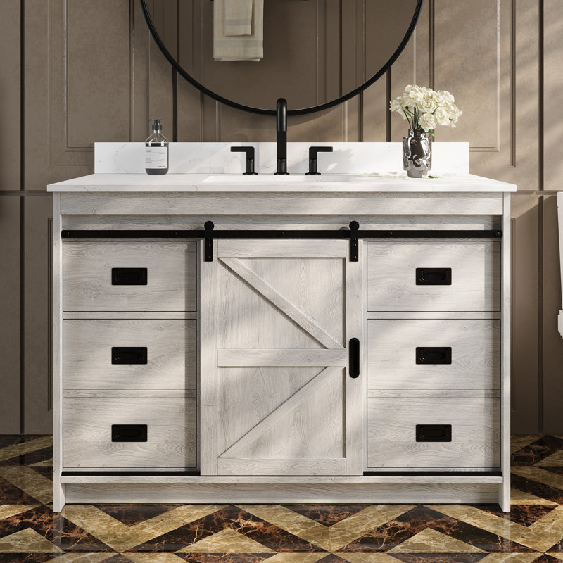 Coltman Single Bathroom Vanity with Stone Top, 48" W