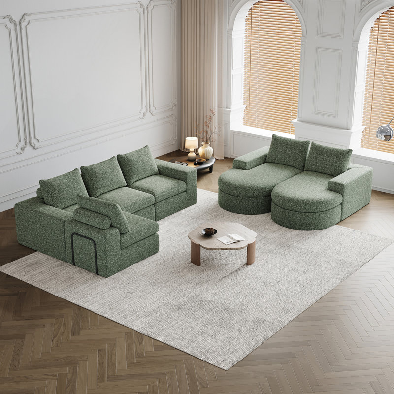 Canapé modulaire Chenille Cloud, 4, Vert