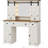 Farmhouse Vanity Desk With Mirror And Lights, White Makeup Dressing Vanity Table With Charging Station, Rustic Country Vanity Mirror With Sliding Barn Door 3 Lighting Modes Adjustable