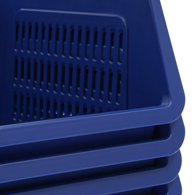 9.5" 4PCS Stacking Storage Baskets Rectangular Stackable Organizer Storage Bins Modern, Blue