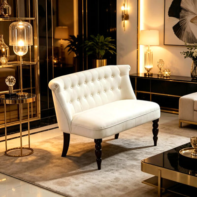 Vintage-Inspired Armless Sofa,Stylish Loveseat,Two-Seater,Retro Tufted Loveseat with Curved Backrest,Elegant Seating for Living Room or Bedroom