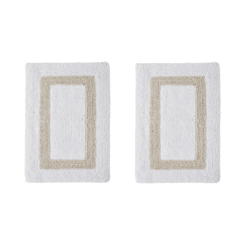 Ensemble de tapis pour salle de bain 2 pièces 100% coton 2370 g / m² Broshouse, tapis de salle de bain touffeté ultra moelleux, super absorbant certifié OEKO-TEX®, réversible, lavable à la machine, confort semblable au spa, blanc / sable