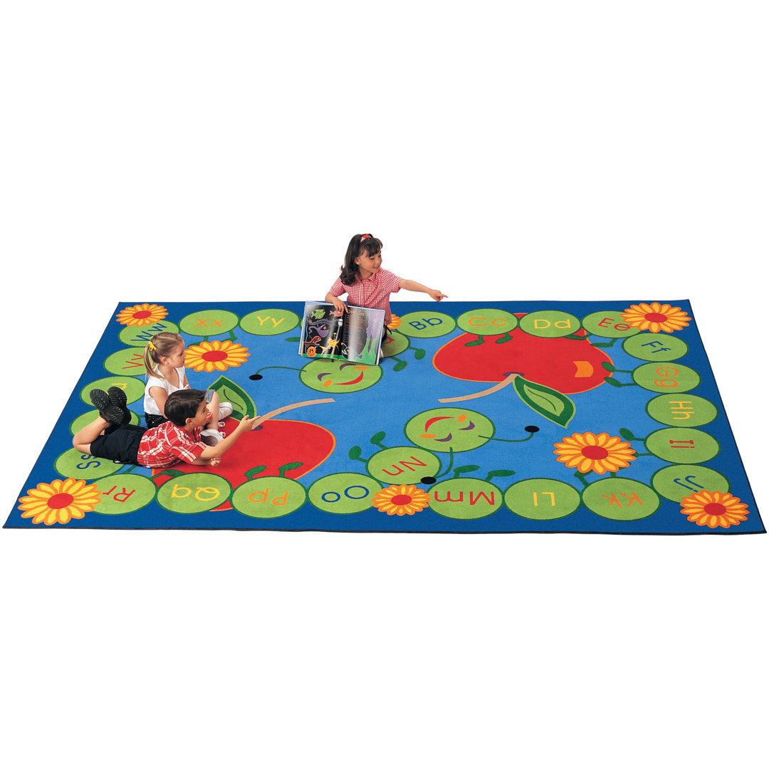 ABC Caterpillar Premium Collection Literacy Blue/Red Area Rug Carpets for Kids Rug 