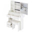 Petit meuble-lavabo de 29,2 po avec tiroir à gauche + tabouret rembourré, 2 blocs d'alimentation CA + 2 ports USB, support pour sèche-cheveux, très grand miroir coulissant à commande tactile à DEL, réglage de la luminosité tricolore, réglage de la luminosité-102852772