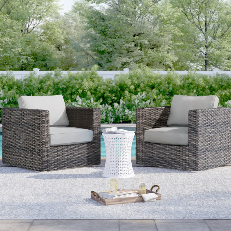 Chaise de patio avec coussins Meltham, Espresso, Oléfine grise