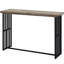 Table en chêne antique et noir, fabrication robuste avec bois composite en métal, surface intérieure élégante et élégante, surface intérieure noire et surface décorative de 50 mm d'épaisseur