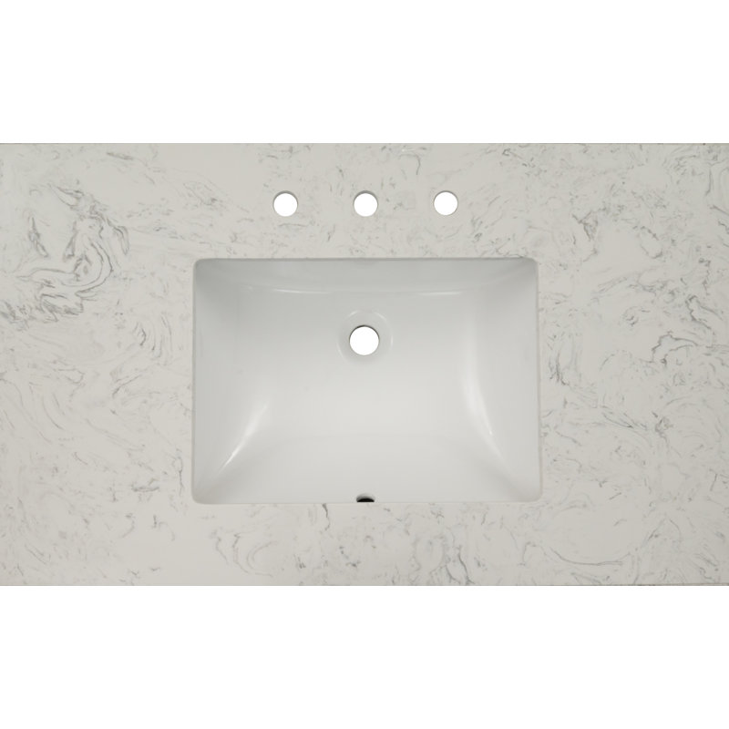 37 in. White Carrara Sky Marble Vanity Top with Undermount Sink