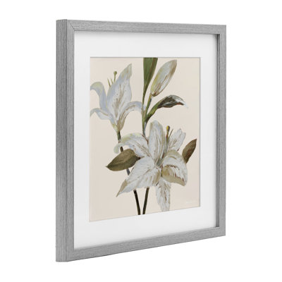 «Lilies Soft Beige», reproduction sous verre encadrée, design par Lanie Loreth