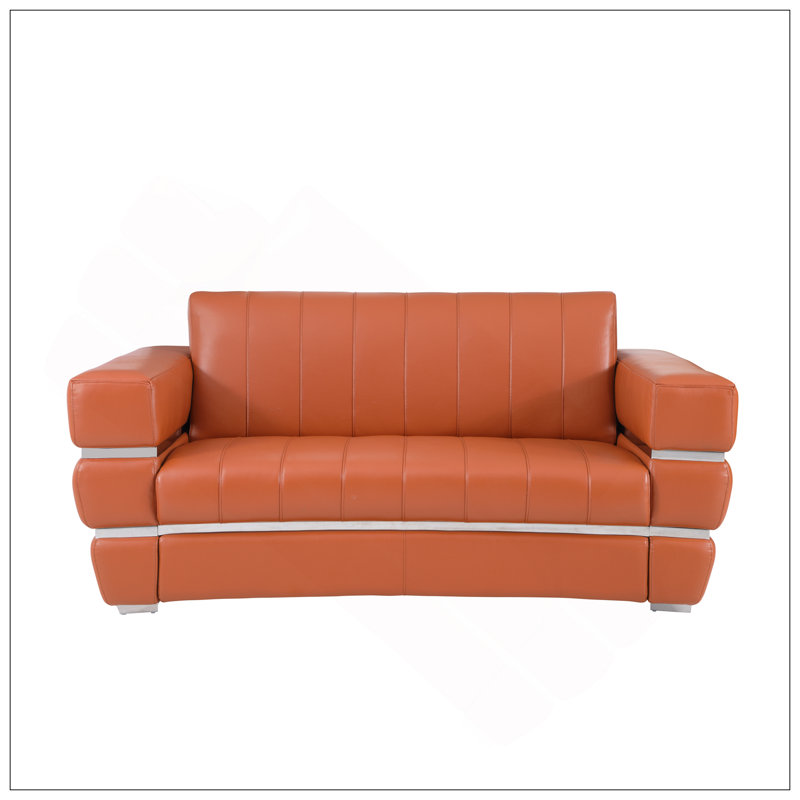 Causeuse en cuir italien Global United, Orange