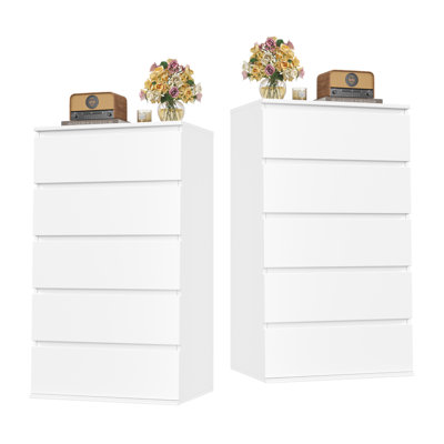  (Ensemble de 2) Commode 5 tiroirs