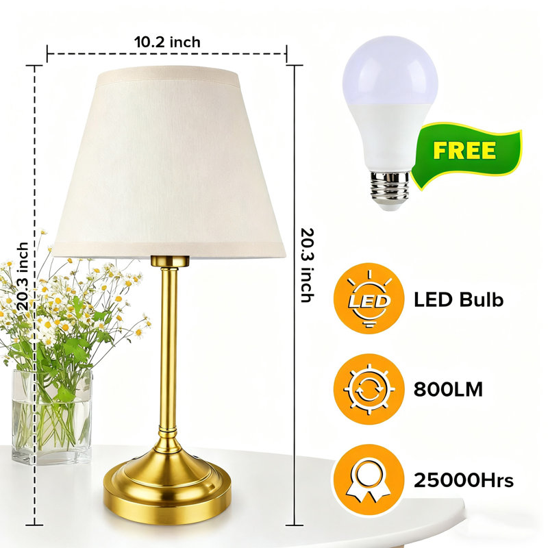 Ensemble de 2 lampes de chevet à DEL à contrôle tactile avec ampoules incluses pour table de chevet et salon