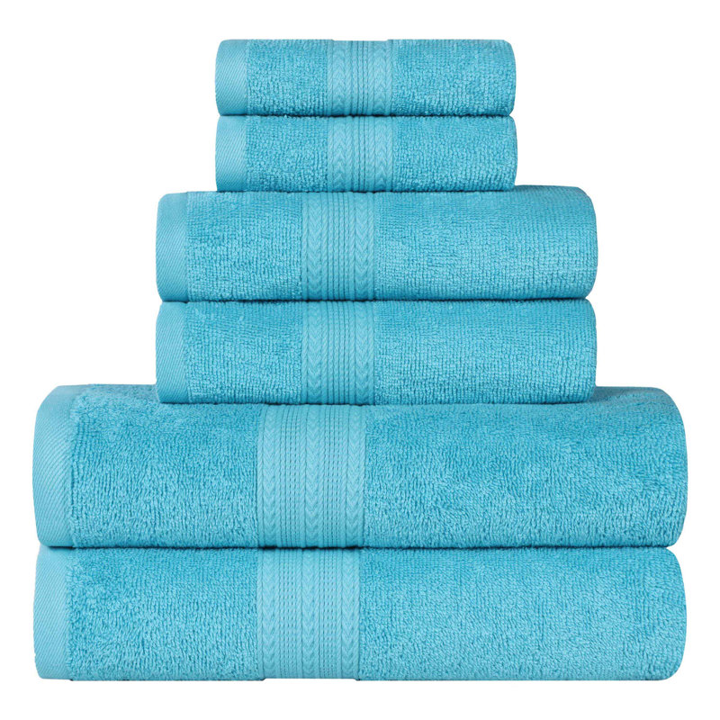 Ensemble de 6 serviettes de bain en coton écologiques à séchage rapide Hannu 450 g / m², Turquoise