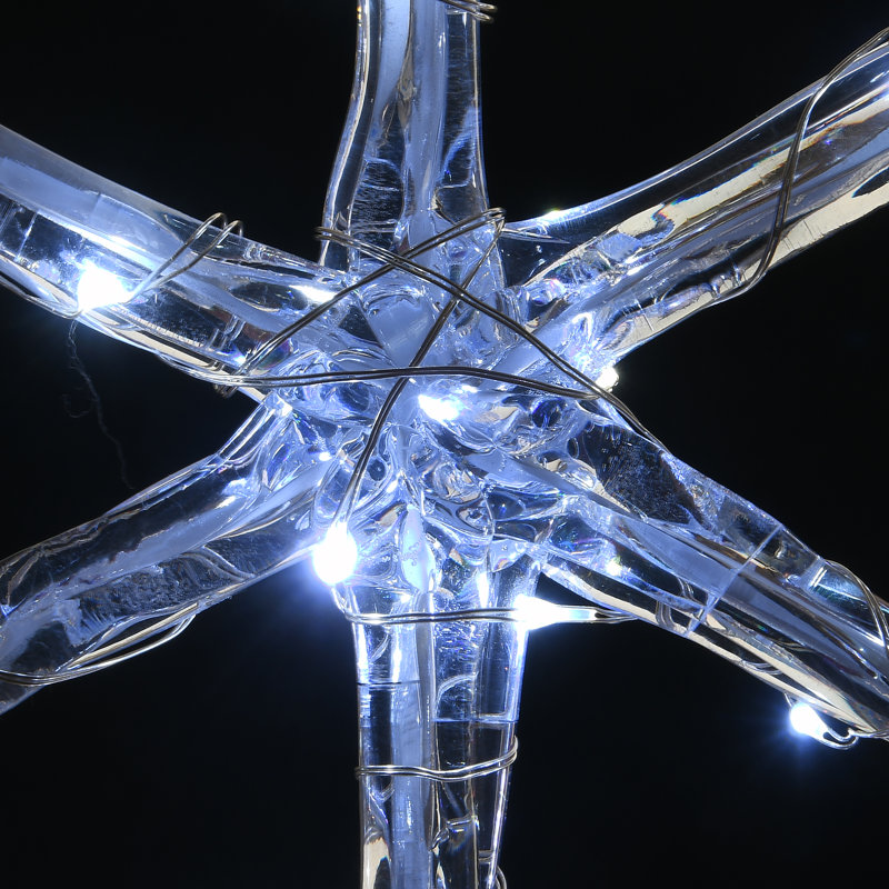 The Holiday Aisle® 6-Point Star Ice Crystal Snowflake Pair with LED Lights