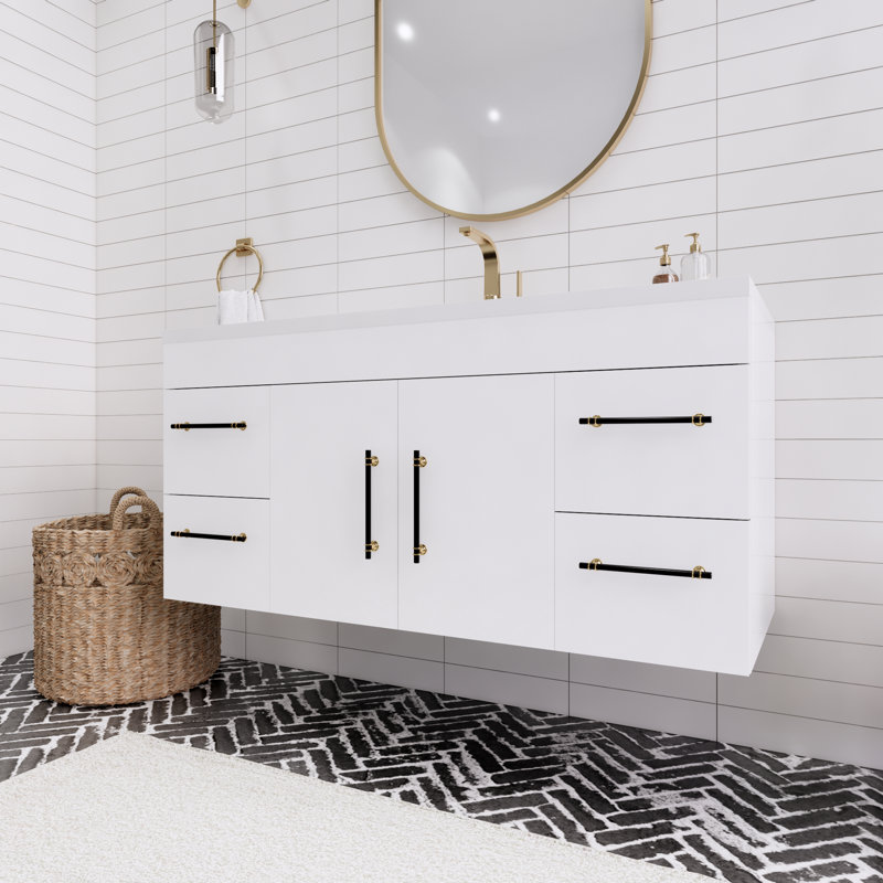 Spring Single Bathroom Vanity with Acrylic Top, Gloss White