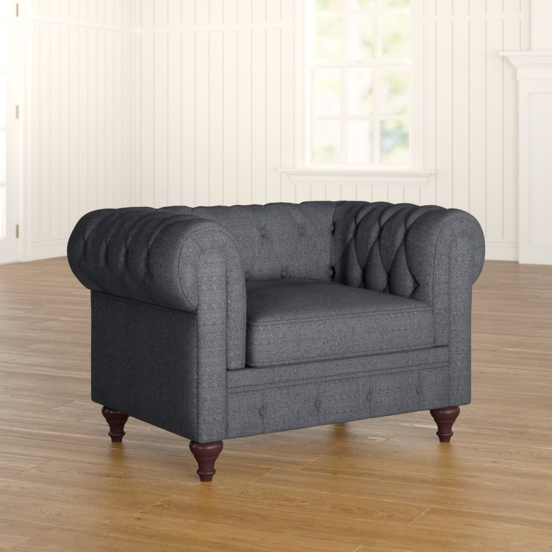 Laila Upholstered Chesterfield Chair, Grey