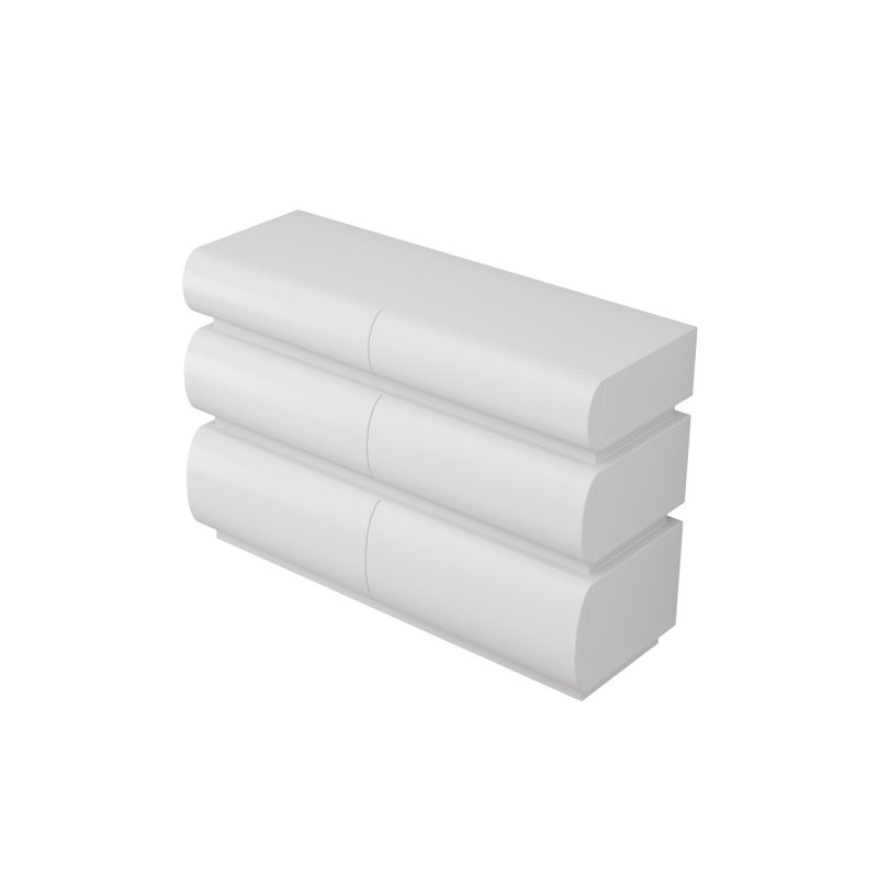 Modern 6-Drawer Chest of Drawers with Handle-Less Design and Wide Storage, White