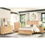 Grand cadre de lit grand style, couleur chêne naturel, tête de lit en planches, lit en bois avec motif, bois d'ingénierie et bois d'hévéa