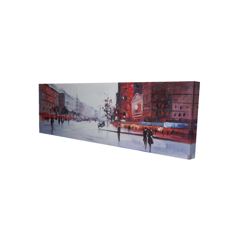 Scène de rue noire et rouge - Toile grise moderne pour la décoration intérieure
