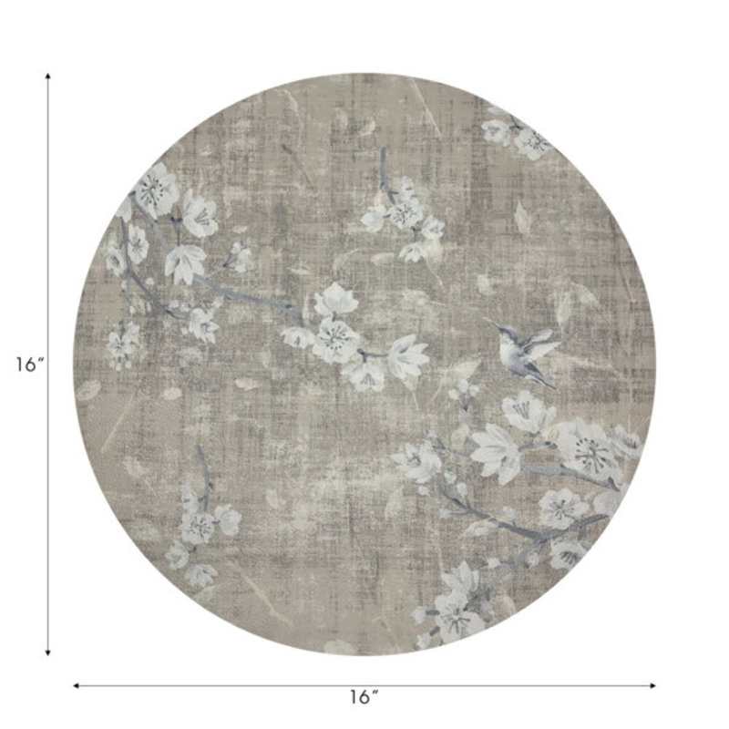 Blossom Fantasia Pebble 16" Vinyl Placemat, French Gray