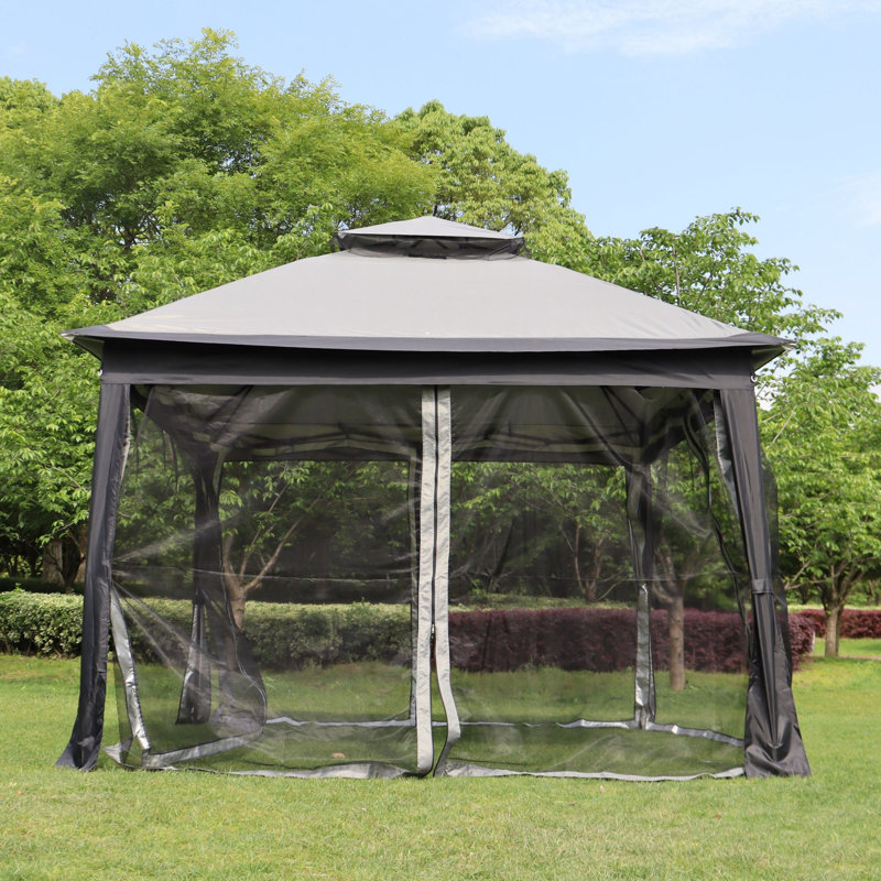 Pavillon de jardin en acier, 9.8 Ft. W x 9.8 Ft. D, Gray