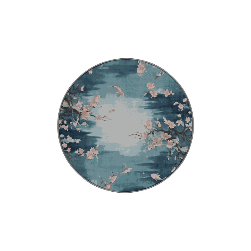 Tapis gris lavable à la machine, Rond 5 pi