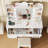 Manufactured Wood Makeup Vanity Set with LED Mirror and Outlets -157667958