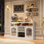 Modern Buffet Cabinet with LED Lights, White Sideboard Cabinet with 2 Glass Doors, Coffee Bar Cabinet with Adjustable Shelves and Wine Racks for Kitchen Room, Dining Room, Living Room