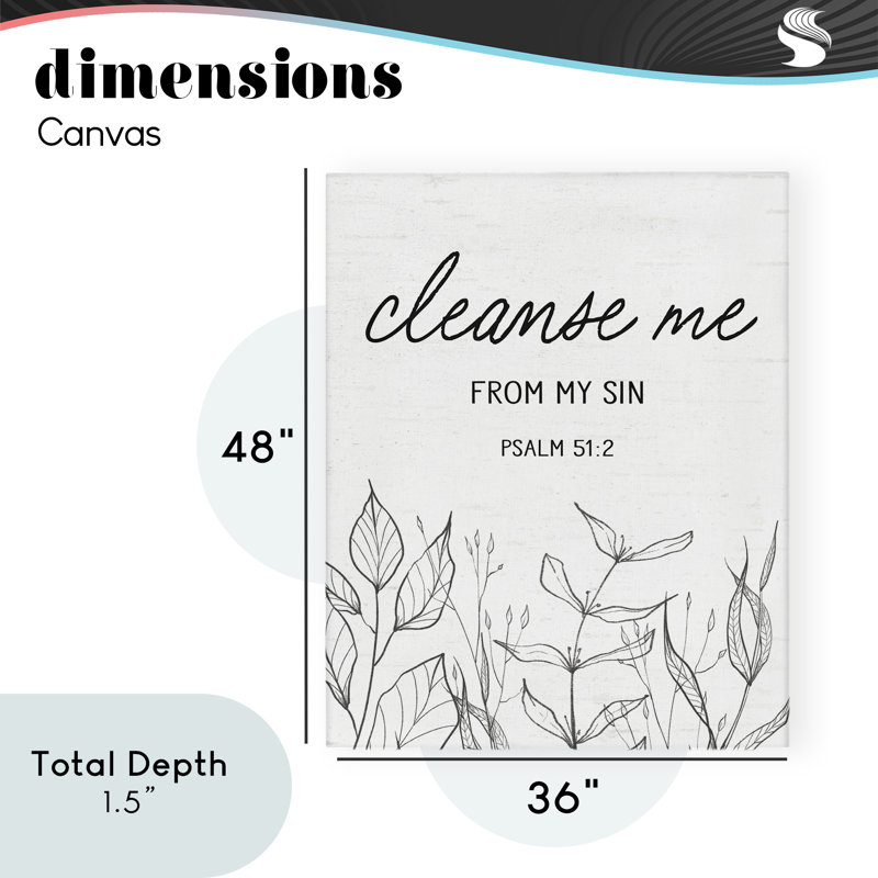 Toile «Cleanse Me From Sin», design par Lettré et doublé, H 48 po x l 36 po