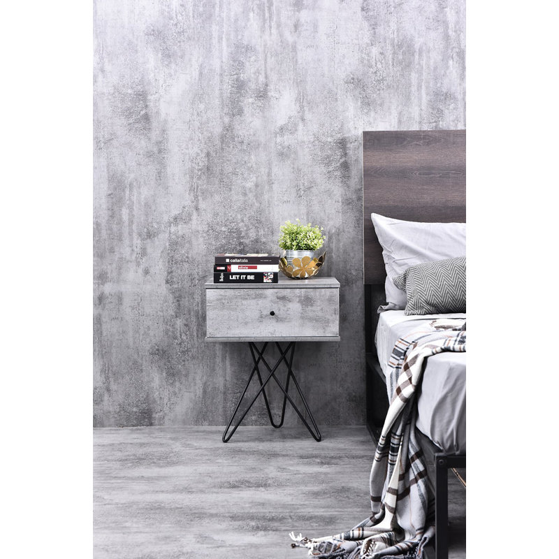 Prewitt 50.2 cm W Bedside Table, Black/Iron Slate